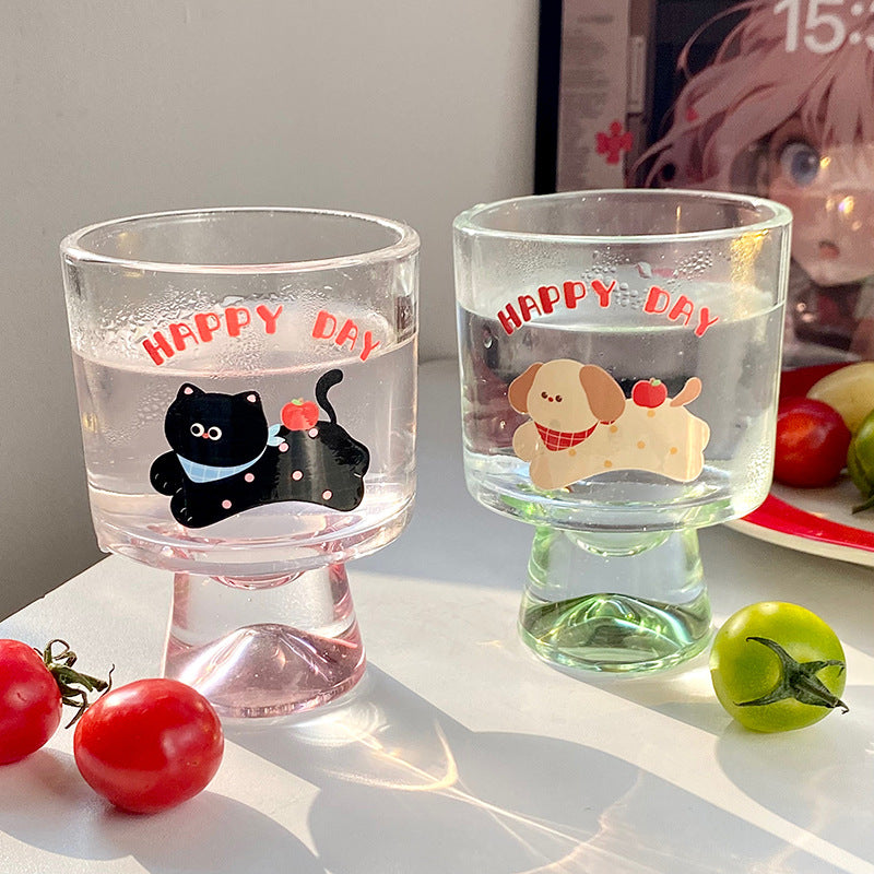 Glass chalice with cheerful cat motif Kalsten
