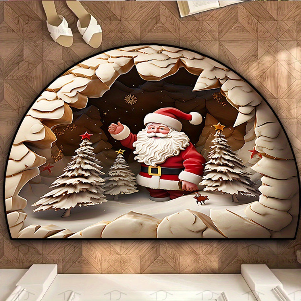 Santa Sleigh-Themed Indoor Welcome Mat