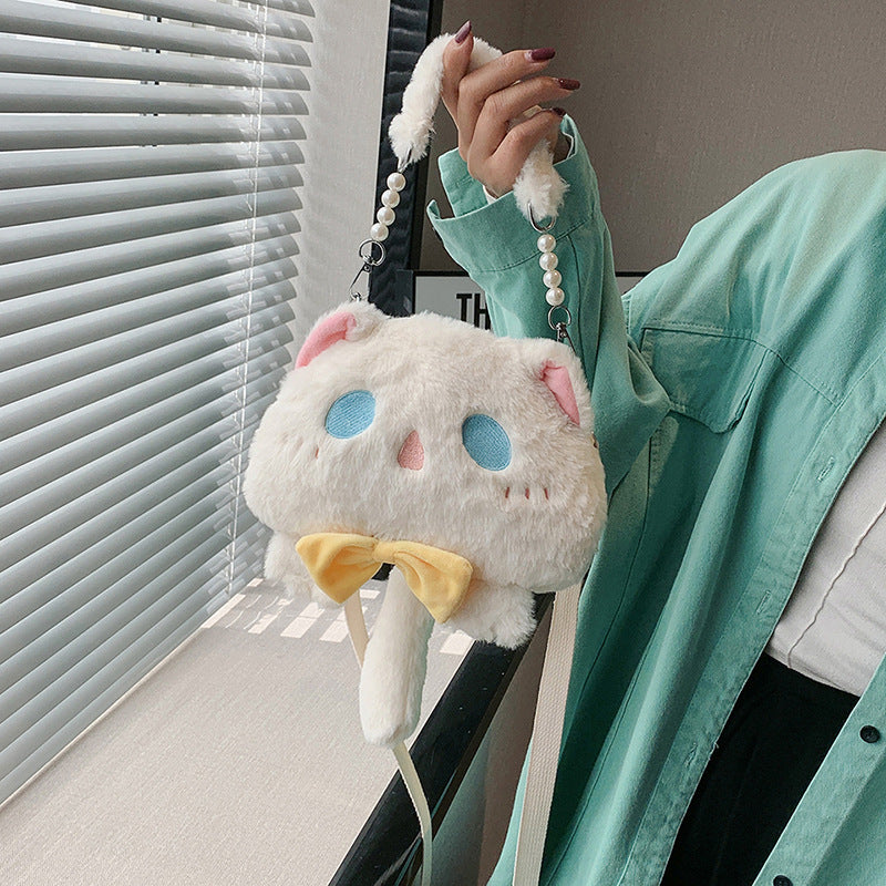 Plush Shoulder Bag with Cat Design Kalsten