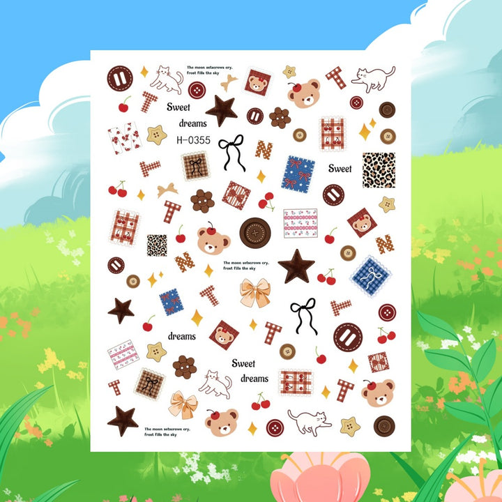 Autumn-Themed Nail Art Sticker Sheet