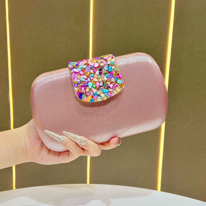 Rhinestone-Decorated Evening Clutch