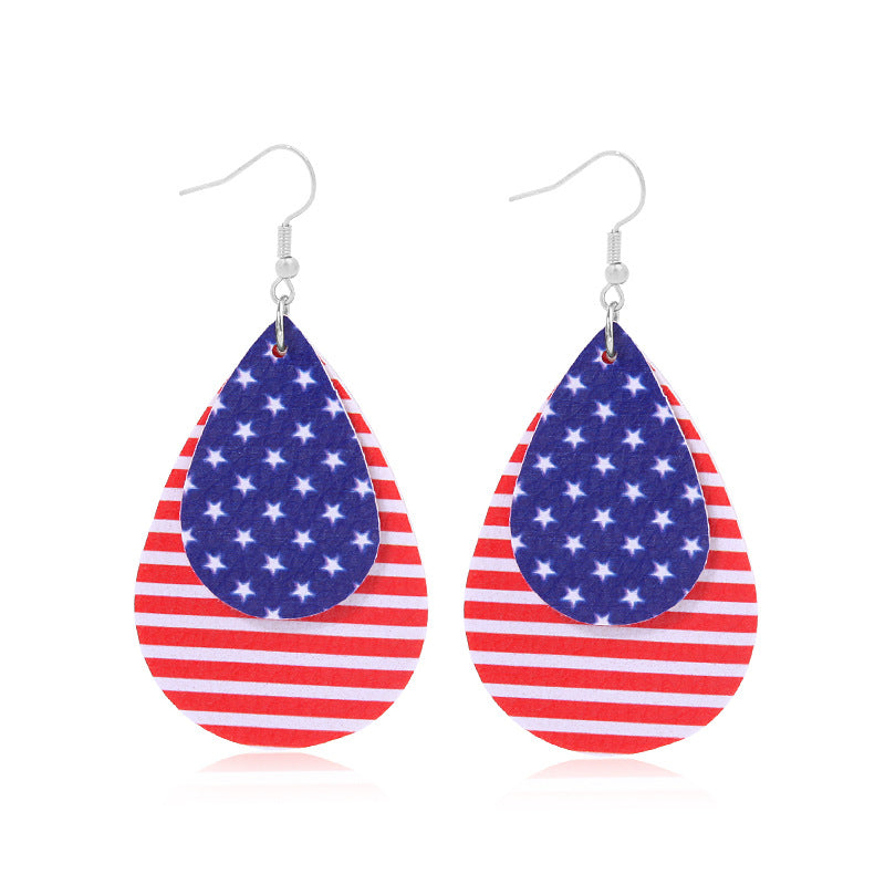 Women's star-shaped enamel earrings with USA flag motif and gold-plated fish Kalsten