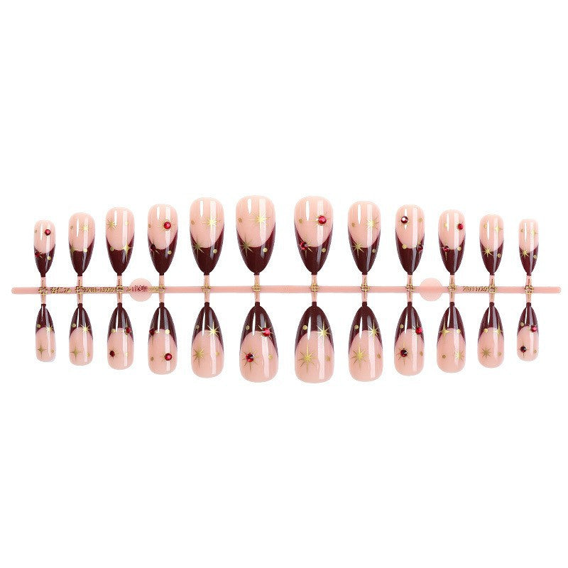 Elegant Pointed Press-On Nail Set with Decorative Accents Kalsten