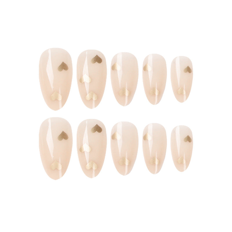 Artful Nail Art with Golden Heart Accents Kalsten