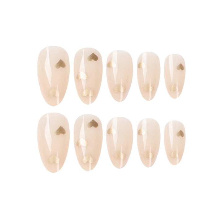 Artful Nail Art with Golden Heart Accents Kalsten