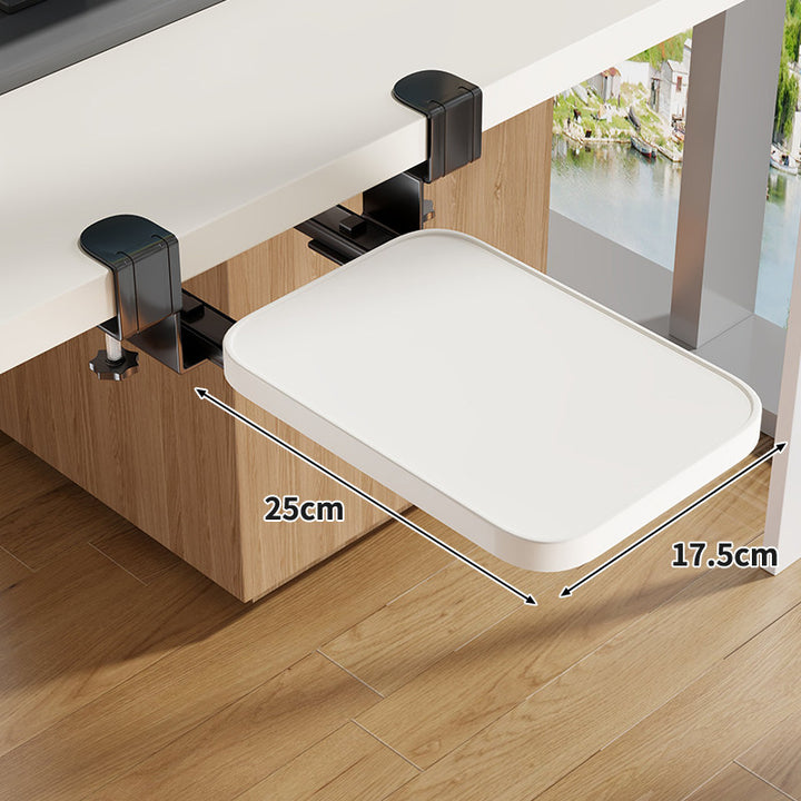 Clamp-Mounted Sliding Ergonomic Woodgrain Keyboard & Mouse Platform