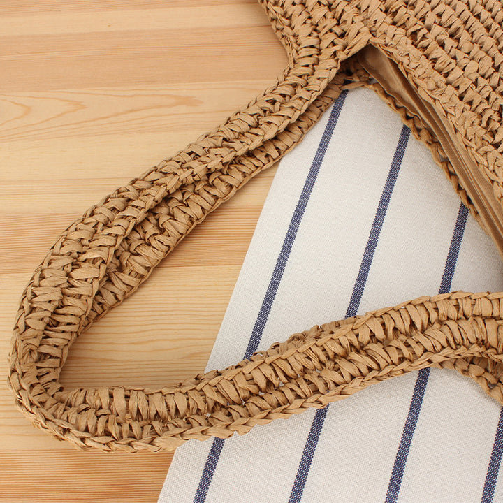 Handcrafted raffia shoulder bag with floral details Kalsten