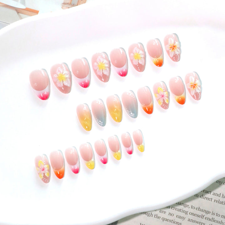 Artistic nail designs with floral accents and soft color gradients Kalsten