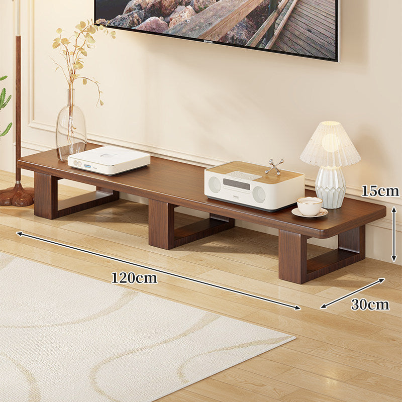 Low Solid Wood TV Media Console Bench with Open Rectangular Legs