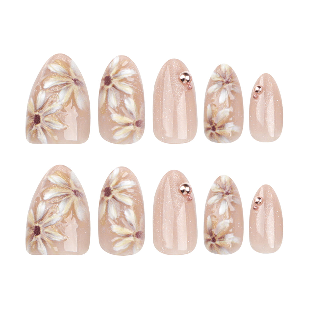 Artful Nail Extensions with 3D Flower Design Kalsten