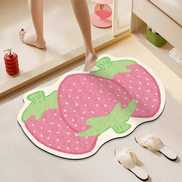 Cartoon Fruit-Themed Bath Mat