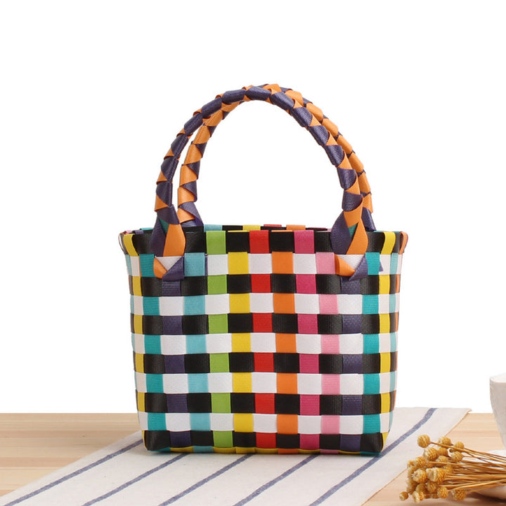 Handcrafted Tote Bag in Modern Check Pattern Kalsten