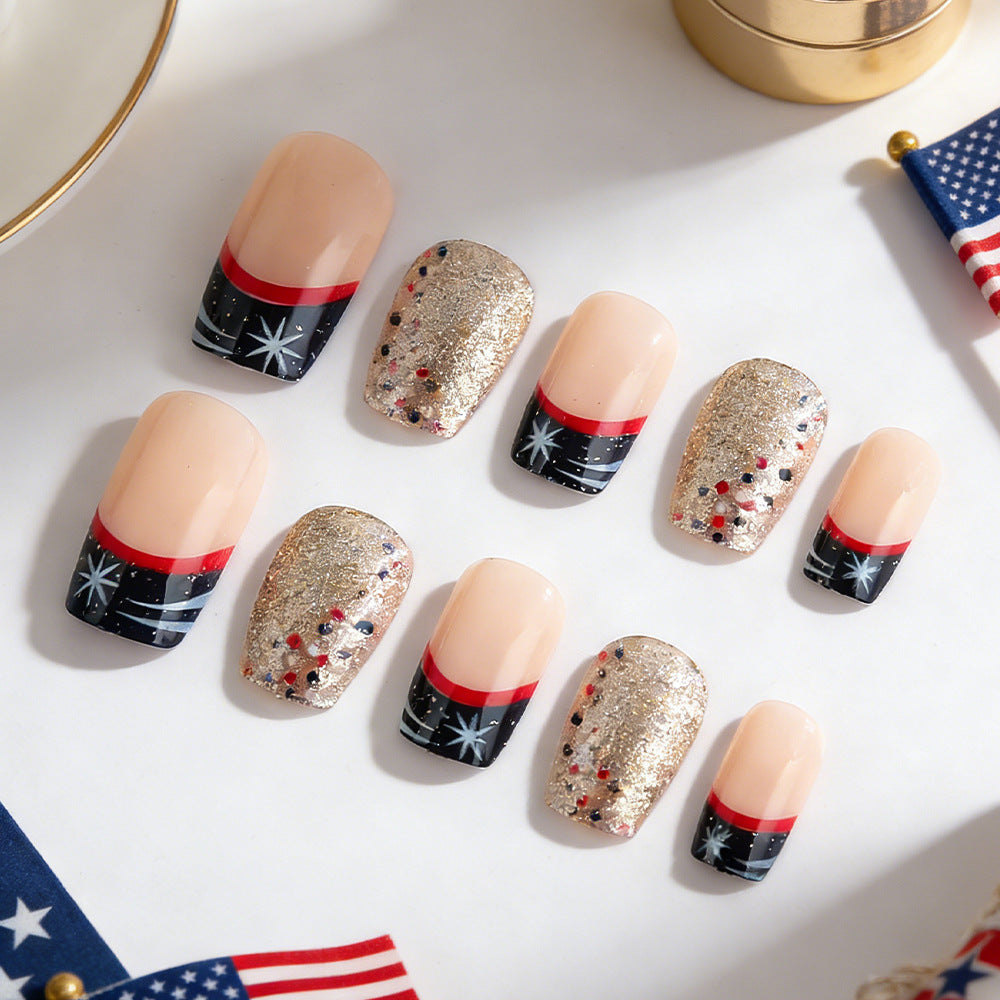 Decorative Press-On Nail Art Set with Glitter Accents Kalsten