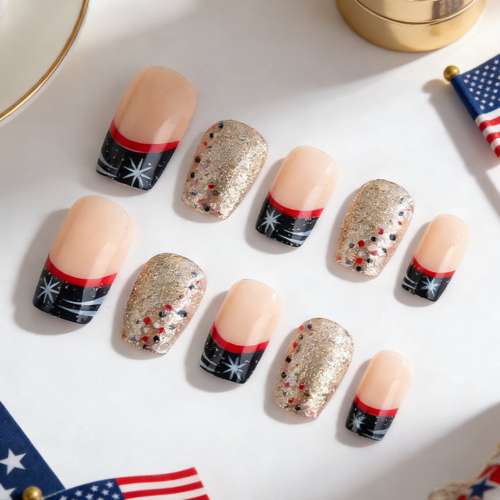 Decorative Press-On Nail Art Set with Glitter Accents Kalsten