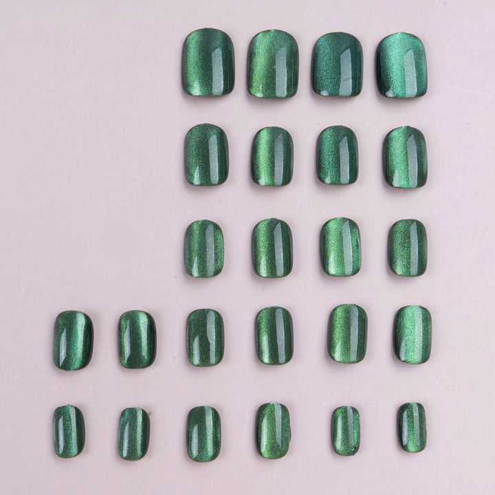 Glossy Green Press-On Nail Set