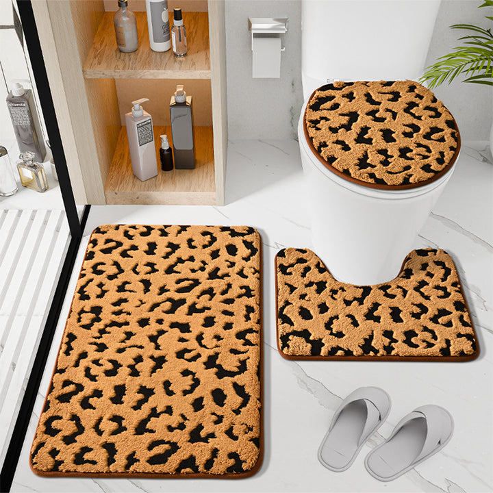 Soft Luxury Leopard Print Bath Rug Set Kalsten