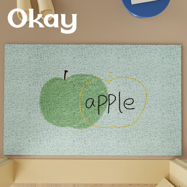 Low-Pile Absorbent Entrance Doormat with Pear Illustration and Non-Slip Backing
