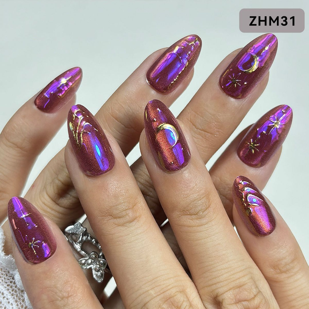 Decorative Press-On Nail Set with Unique Designs Kalsten