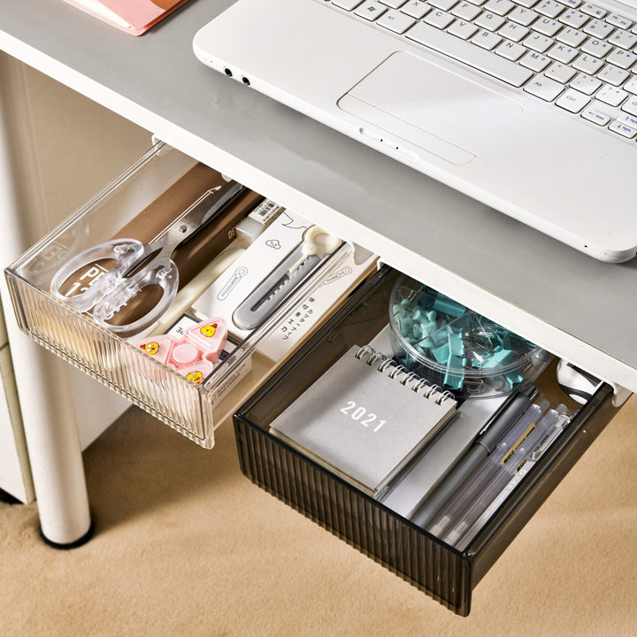 Storage box with removable drawer and space-saving organizer compartment
