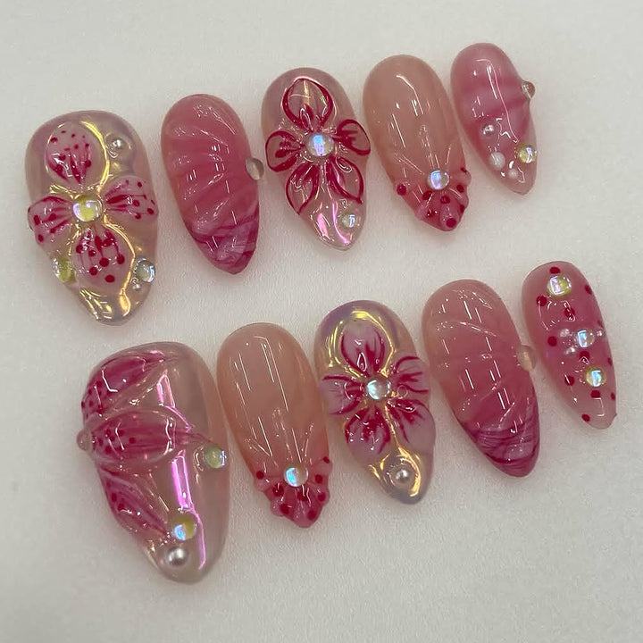 Floral Embellished Press-On Nail Art Set Kalsten 1790636586