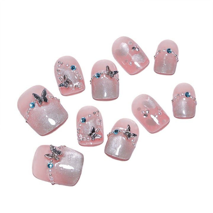 Artful artificial nails with elegant butterfly accents Kalsten