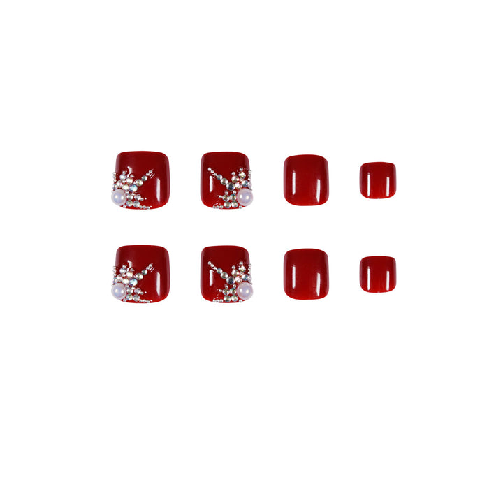 Artful toenail design with elegant rhinestone design Kalsten