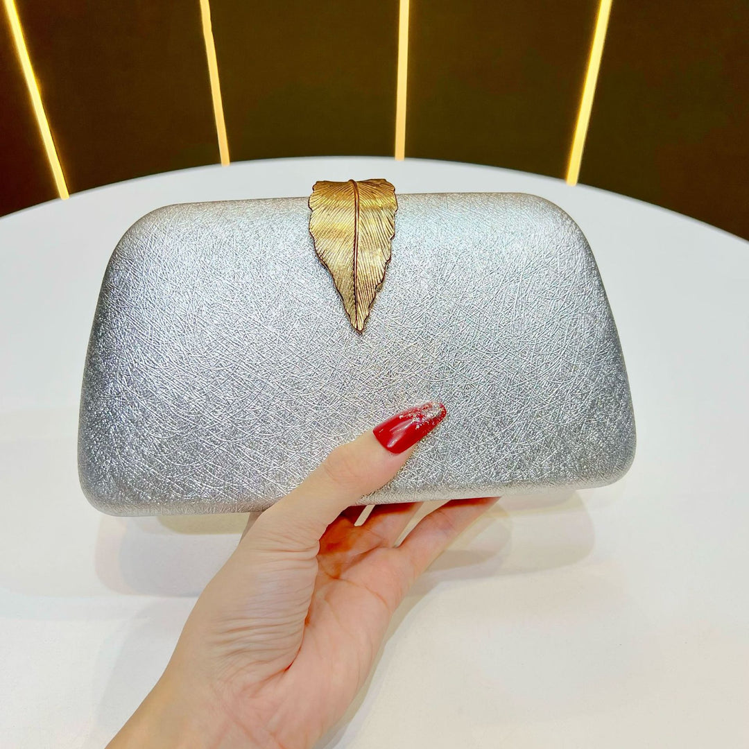 Elegant Leaf-Accented Evening Clutch