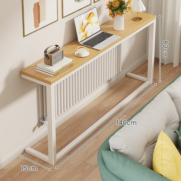 Slim Wooden-Top Metal Console Table for Sofa Back and Hallway