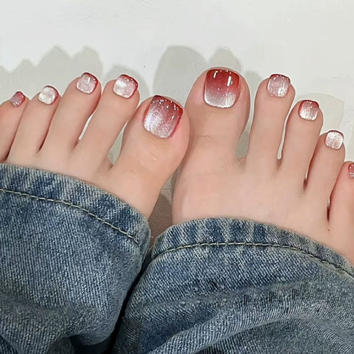 Sparkling Ombre Pedicure Nail Art