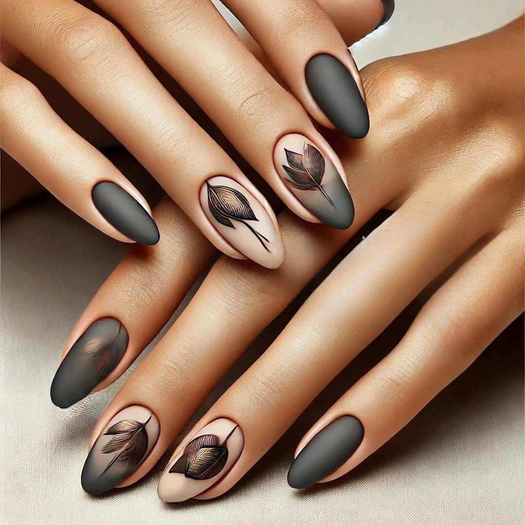 Creative Nail Art Set with Elegant Leaf Patterns Kalsten