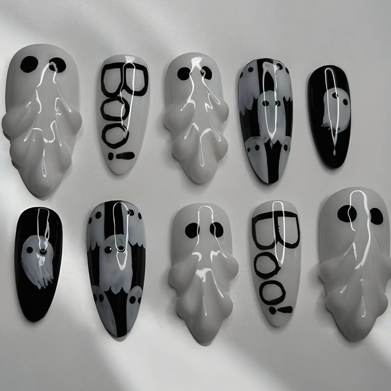 Nail art set with creative ghost designs Kalsten