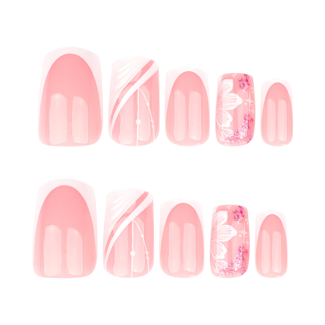 Artful Nail Art with Elegant French Tips and Floral Accents Kalsten
