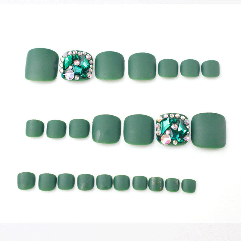 Glamorous Decorative Press-On Toenails with Rhinestone Accents