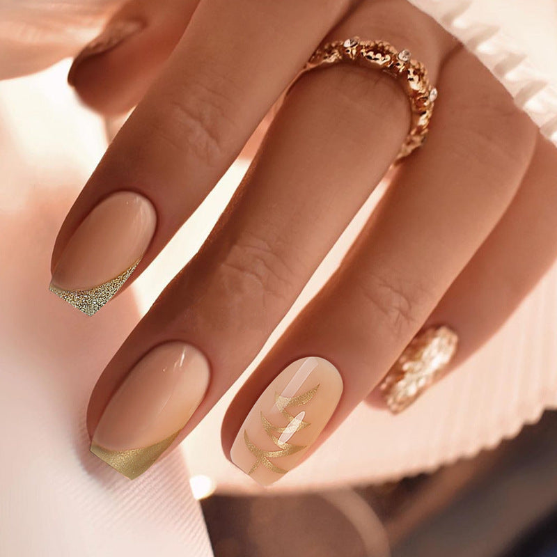 Artificial nail set with elegant gold accents Kalsten