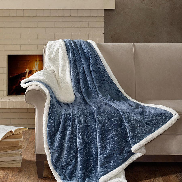 Plush Sherpa-Lined Throw Blanket
