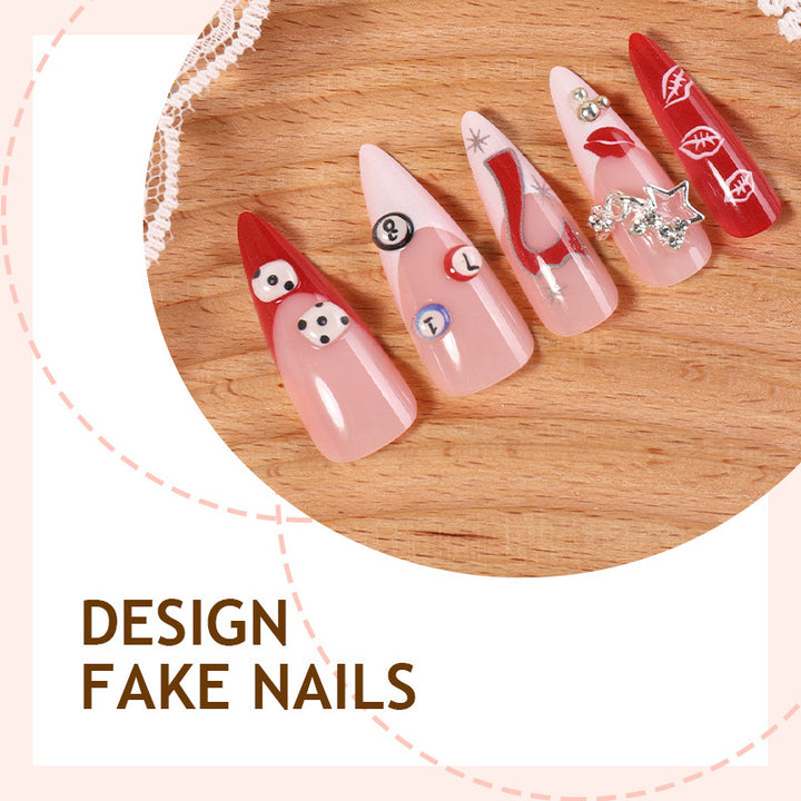 Artificial nail set with creative design and glitter accents Kalsten