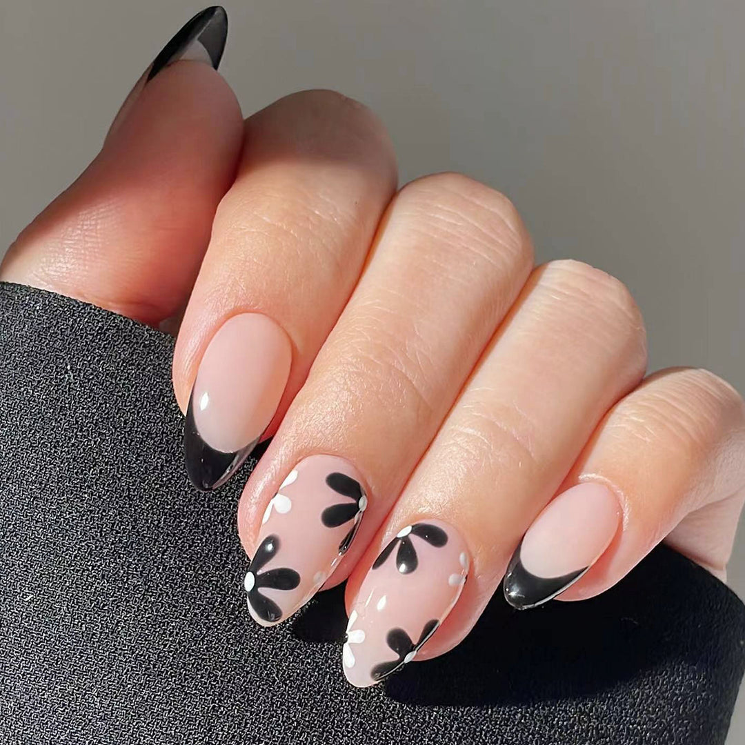 Artistic Acrylic Stiletto Nail Set with Floral Accents Kalsten