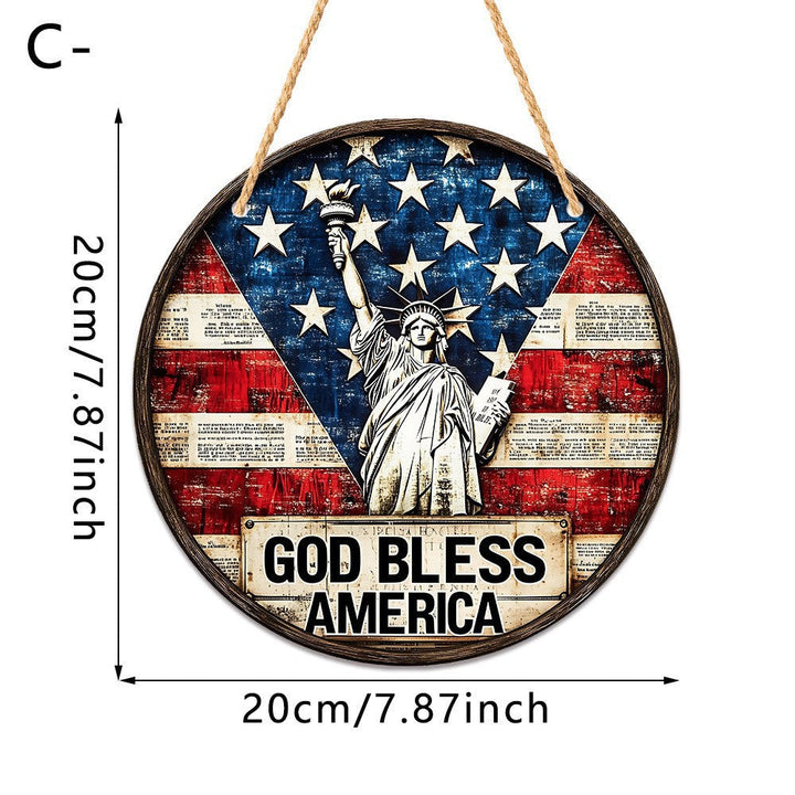 Unisex nan patriotic anniversary commemorative circular resin wall plaque with high-relief eagle Liberty Bell and Statue of Liberty personalization Kalsten