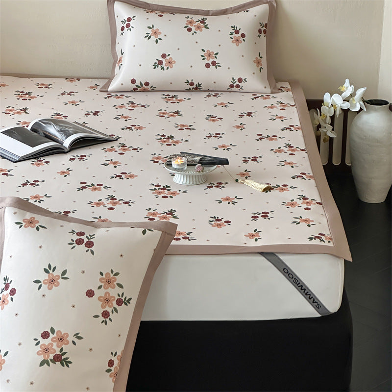 Bed Sheet Set with floral all-over print and decorative hem band