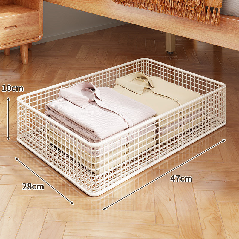 Underbed Low-Profile Metal Mesh Storage Drawer on Casters