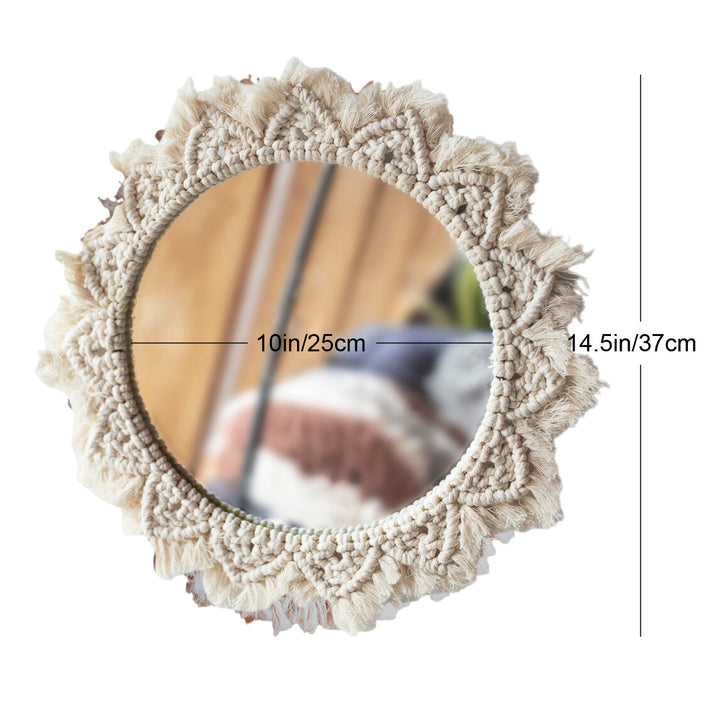 Macrame Wall Mirror with Fringe Detailing Kalsten