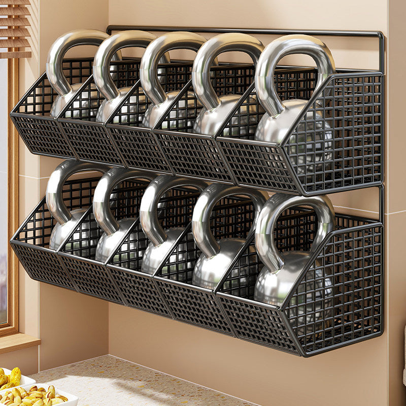 Wall-Mounted Double-Tier Kitchen Storage Baskets