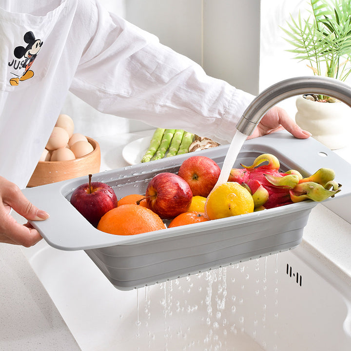 Foldable Silicone Draining Bowl with Strainer Insert and Handles
