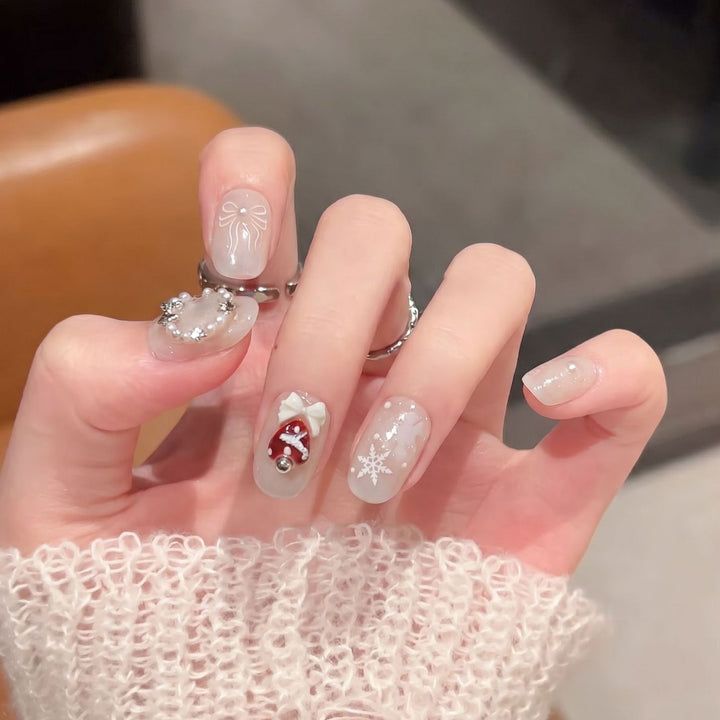 Artistic Winter-Themed Press-On Nail Set Kalsten