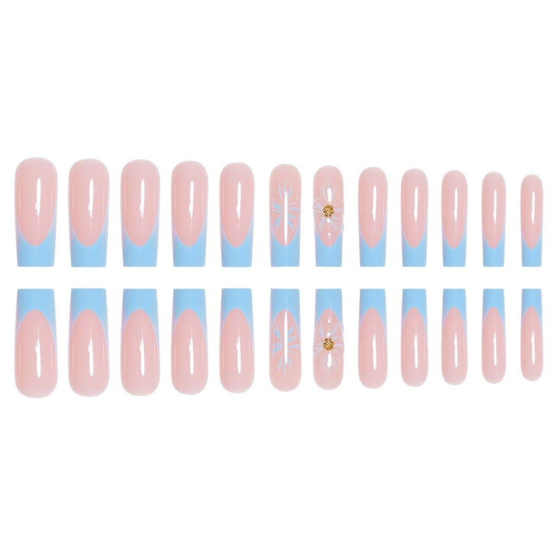 Artistic Long Press-On Nails with Floral Accents Kalsten
