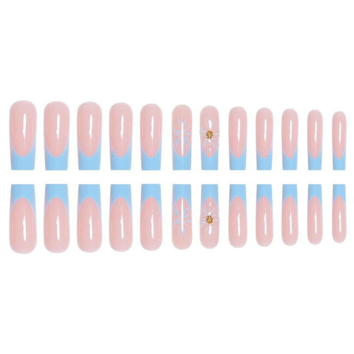 Artistic Long Press-On Nails with Floral Accents Kalsten