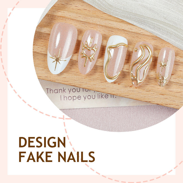 Artificial nail set with luxurious gold accents Kalsten