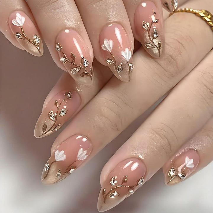 Elegant artificial nails with floral decorations Kalsten