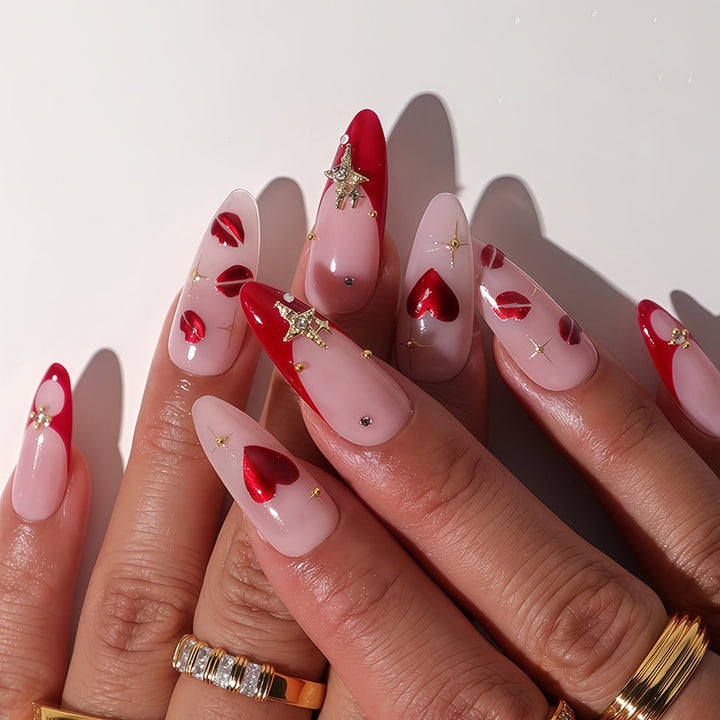 Creative Nail Art Set with Heart and Glitter Design Kalsten