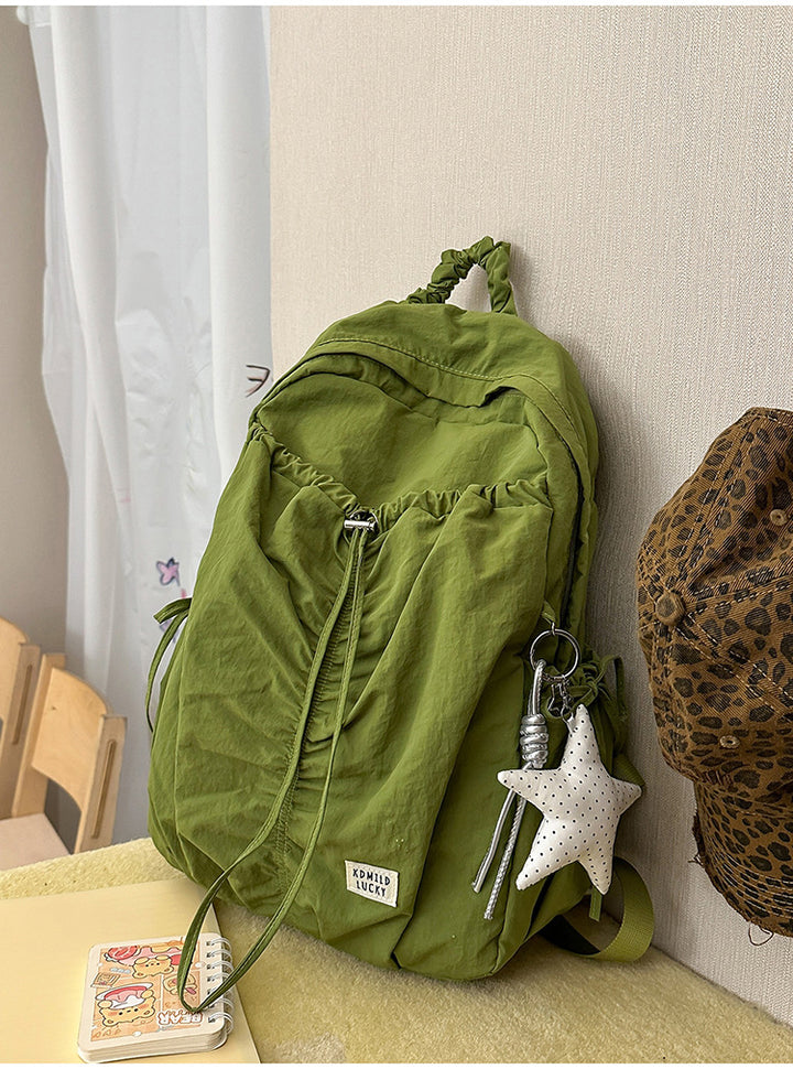Casual Crinkled Fabric School Backpack
